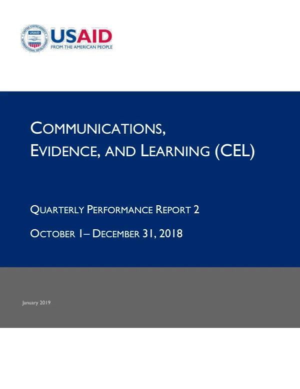 CEL Quarterly Performance Report 2: Oct - Dec 2018