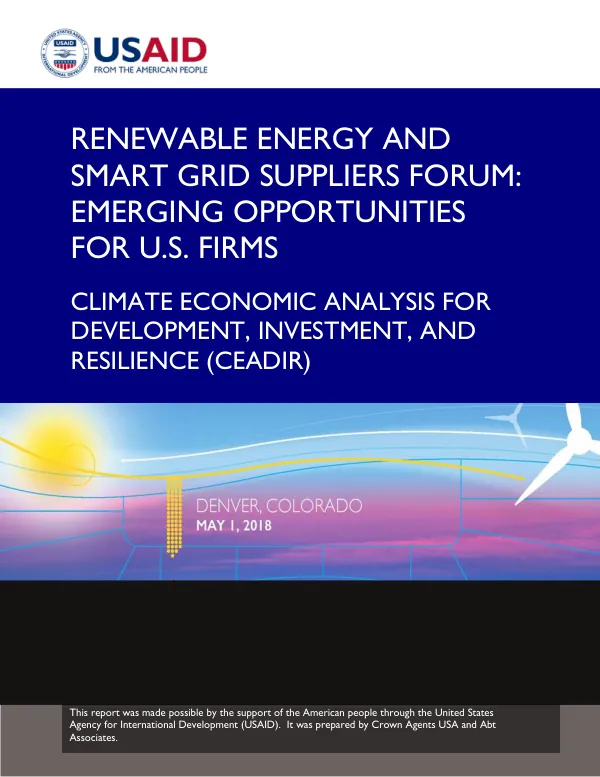 Renewable Energy and Smart Grid Suppliers Forum: Emerging Opportunities for U.S. Firms