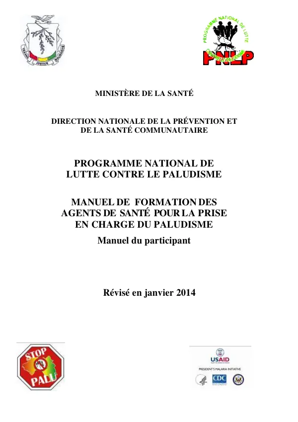 Manuel de Formation des Agents de Santé pour la Prise en Charge du Paludisme