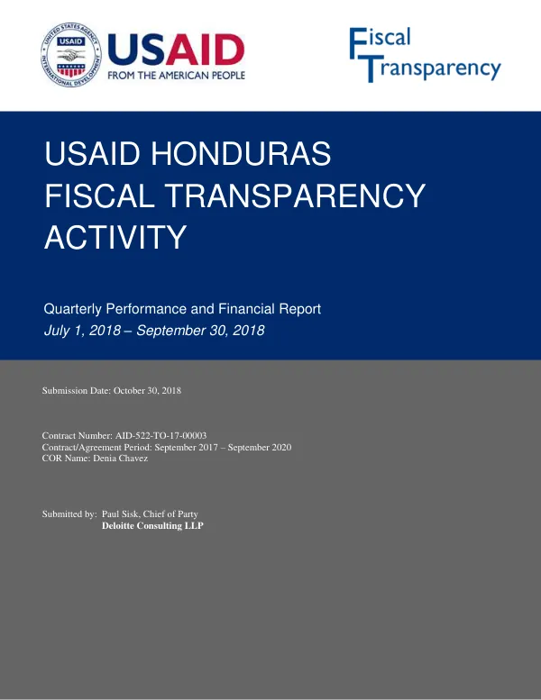 Quarterly Performance and Financial Report: Fiscal Transparency Activity