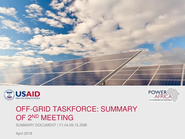 Off-Grid Taskforce: Summary of 2nd Meeting