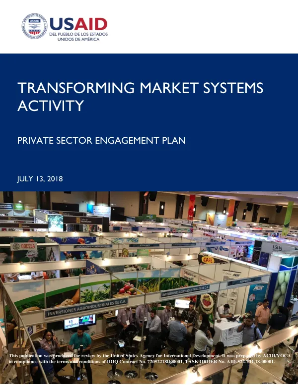 Transforming Market Systems Activity Private Sector Engagement Plan