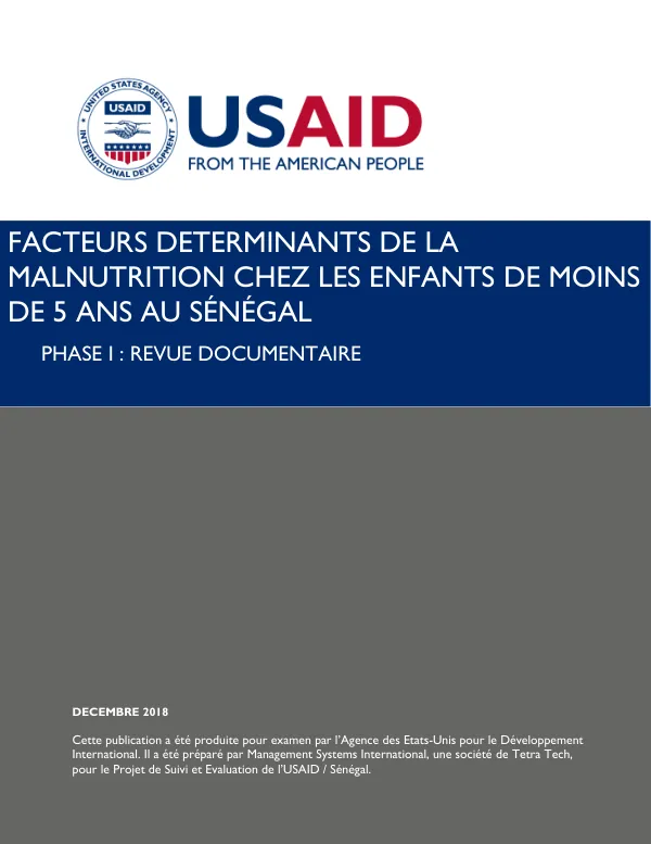 Malnutrition Phase I Revue Documentaire Rapport