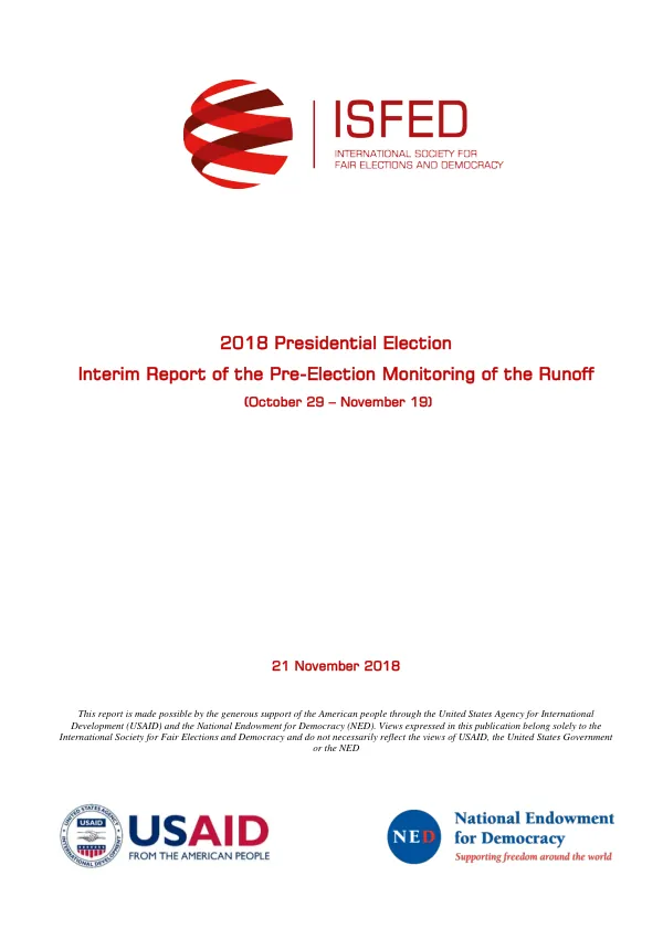 2018 Presidential Interim Report of Pre-Election Monitoring of Runoff