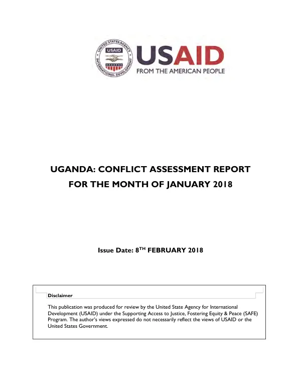 UGANDA: CONFLICT ASSESSMENT REPORT FOR THE MONTH OF JANUARY 2018