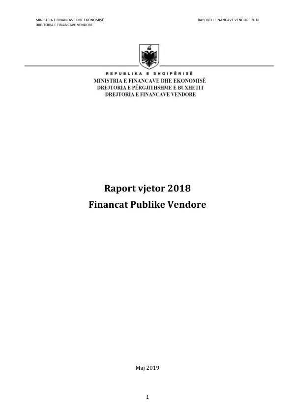 Raport vjetor 2018 Financat Publike Vendore