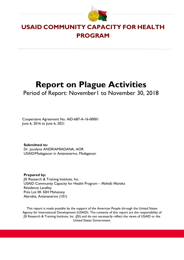 USAID Community Capacity for Health Program Report on Plague Activities