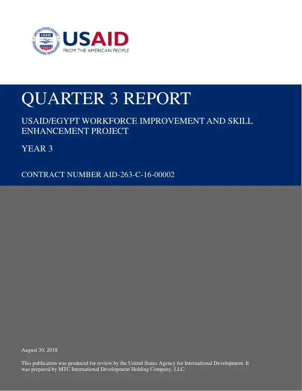 Quarter 3 Report: USAID/Egypt Workforce Improvement and Skill Enhancement Project