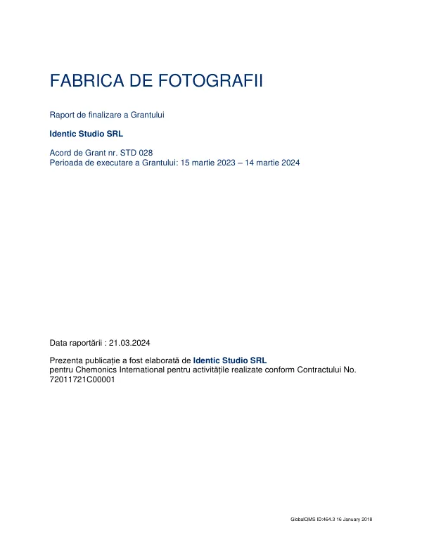Raport de finalizare a Grantului pentru crearea unui sistem de fotografii destinate comerțului electronic