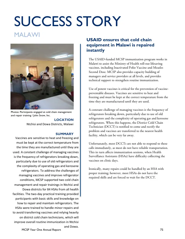 MCSP Year One Annual Report
