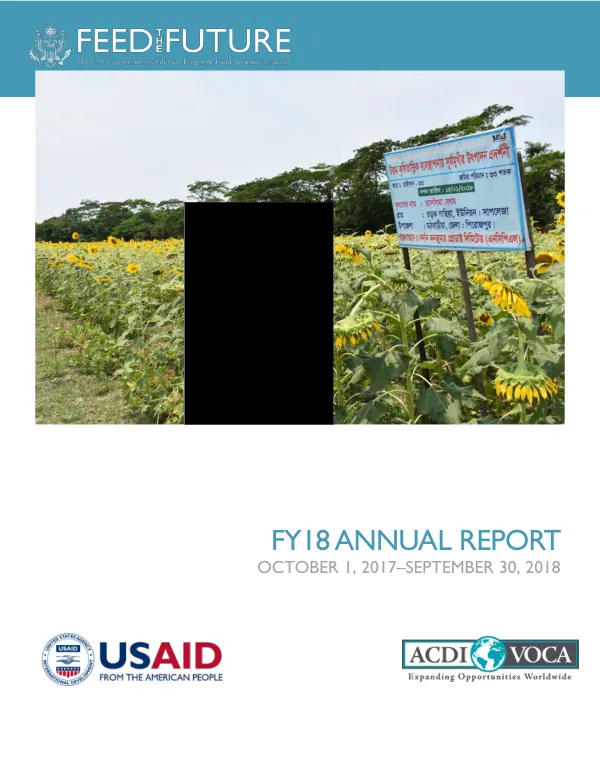 FY18 Annual Report: Feed the Future Bangladesh Rice and Diversified Crops (RDC) Activity