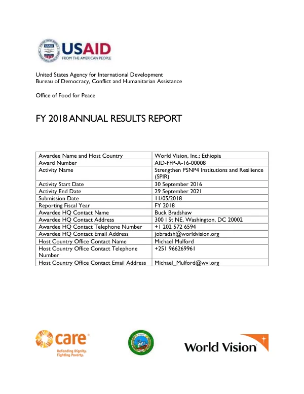 FY 2018 Annual Results Report