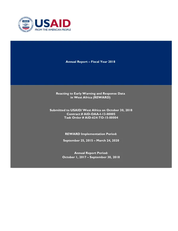 Annual Report – Fiscal Year 2018: Reacting to Early Warning and Response Data in West Africa (REWARD)