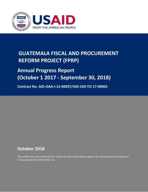 Fiscal and Procurement Reform Project (FPRP) Annual Progress Report (October 1, 2017 - September 30, 2018)