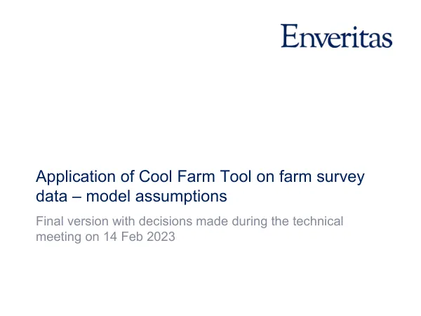 Cool Farm Tool – Initial findings