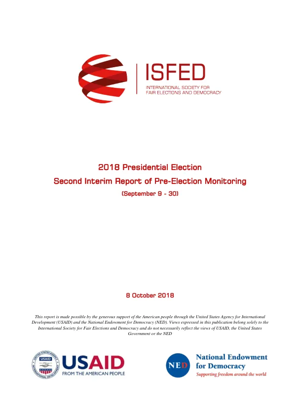 Second Interim Report of Pre-Election Monitoring for 2018 Presidential Election