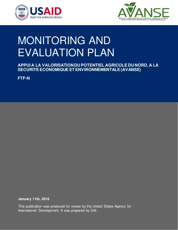 AVANSE Monitoring and Evaluation Plan – January 2018