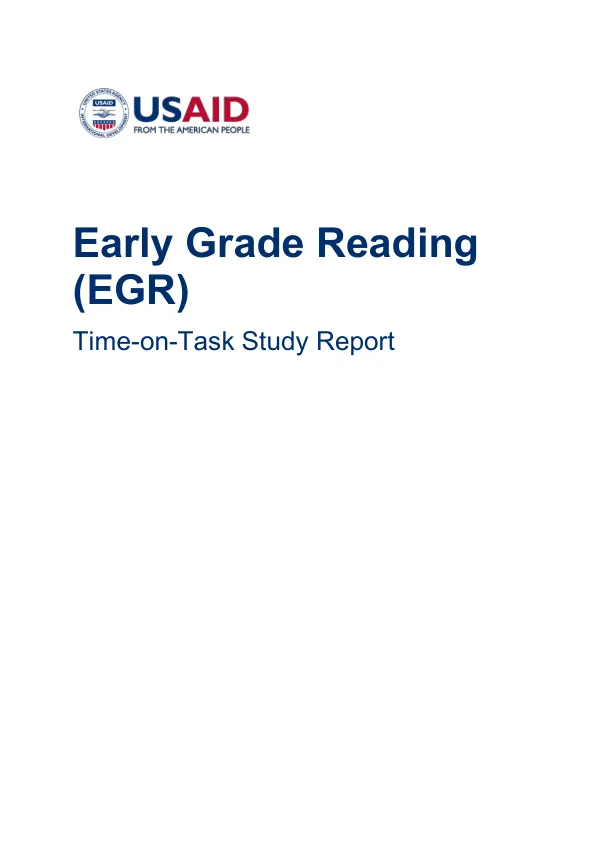 Early Grade Reading (EGR) Time-on-Task Study Report