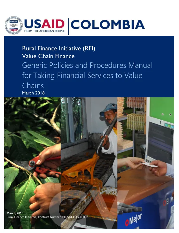 Generic Policies and Procedures Manual for Taking Financial Services to Value Chains