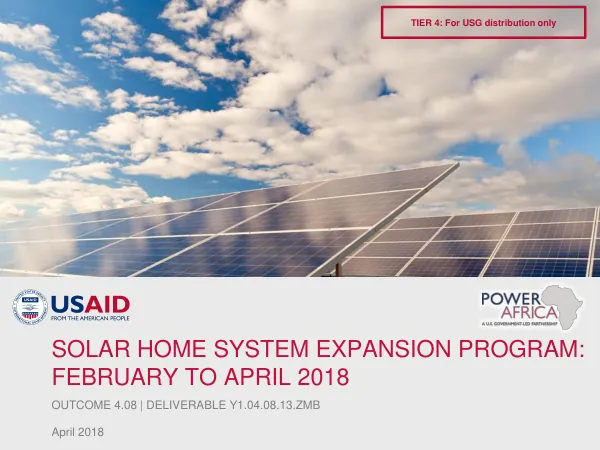 Solar Home System Expansion Program: Q1 Progress