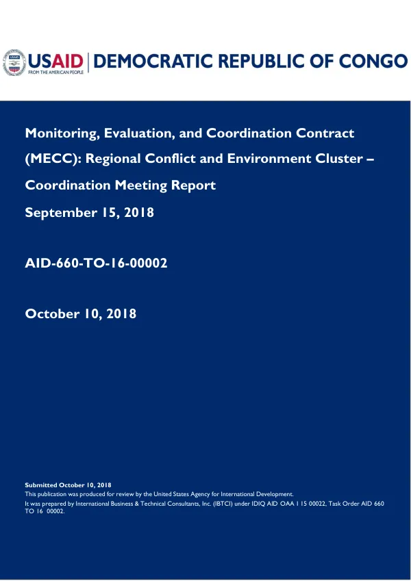 Monitoring, Evaluation, and Coordination Contract: Regional Conflict and Environment Cluster Coordination Meeting Report
