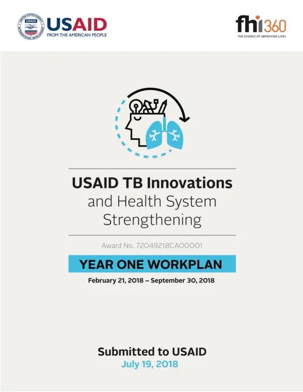 TB Innovations and Health Systems Strengthening | Work plan Feb 2018–Sept 2018