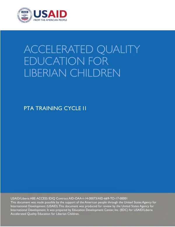 Accelerated Quality Education for Liberian Children | PTA Training Cycle 2 Manual