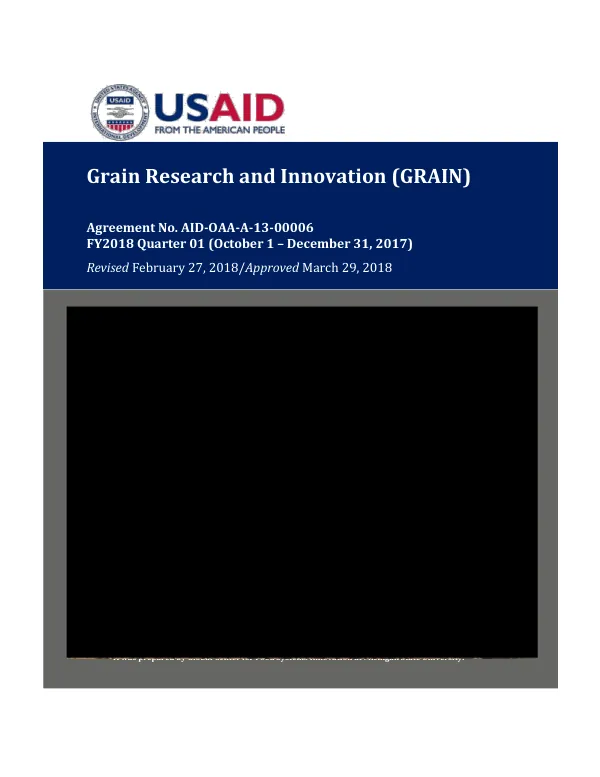 Grain Research and Innovation FY18, Quarter 1 Report