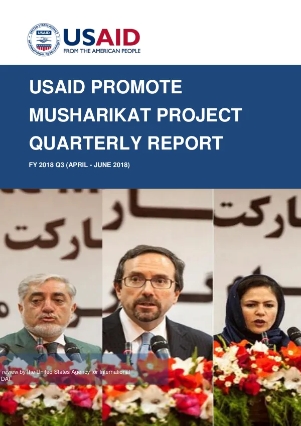 USAID Promote Musharikat Quarterly Report FY 2018 Q3 (April-June 2018)