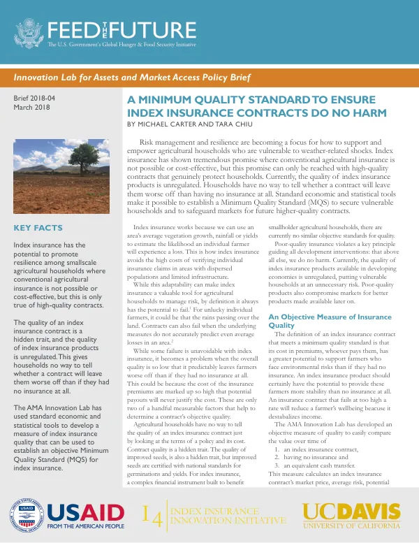 A Minimum Quality Standard to Ensure Index Insurance Contracts Do No Harm