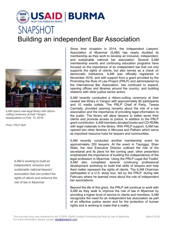 Building an independent Bar Association