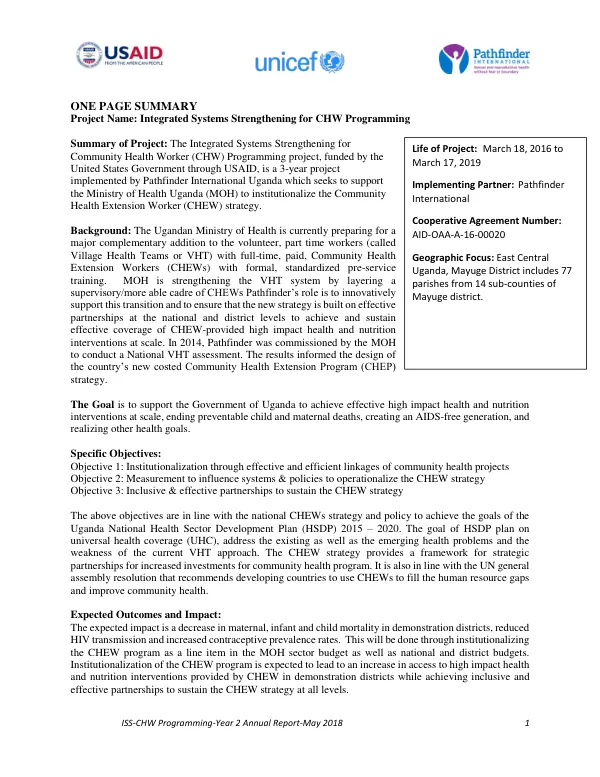 ISS-CHW Programming-Year 2 Annual Report-May 2018