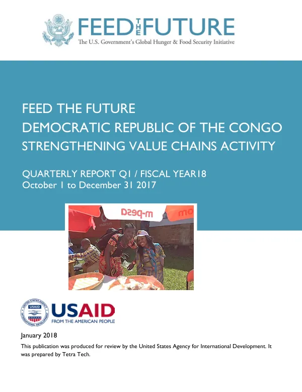 Feed the Future DRC Strengthening Value Chains Activity Q1 Report FY18
