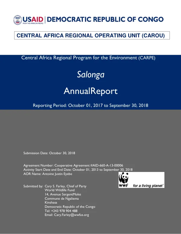 Annual Report: Central Africa Regional Program for the Environment (CARPE) 2017-2018