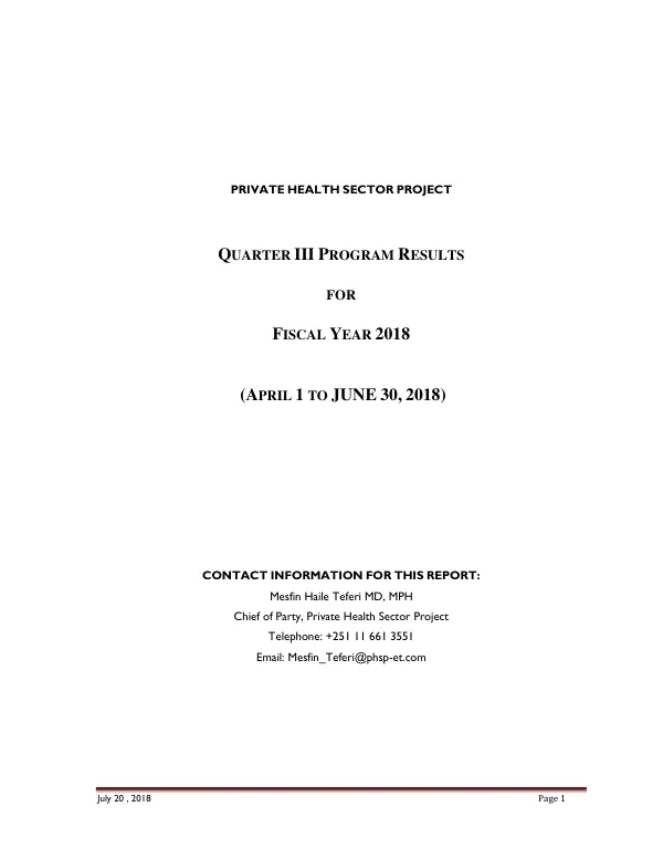 PEPFAR Ethiopia In-Country Reporting System (IRS)