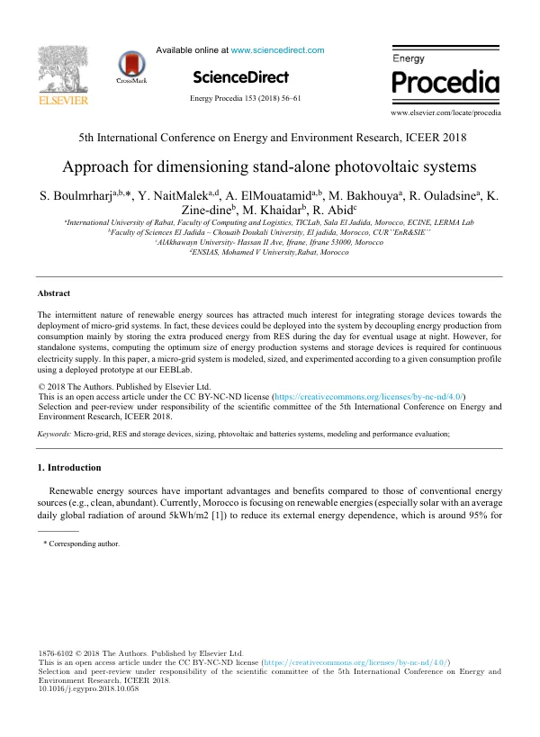 Approach for dimensioning stand-alone photovoltaic systems