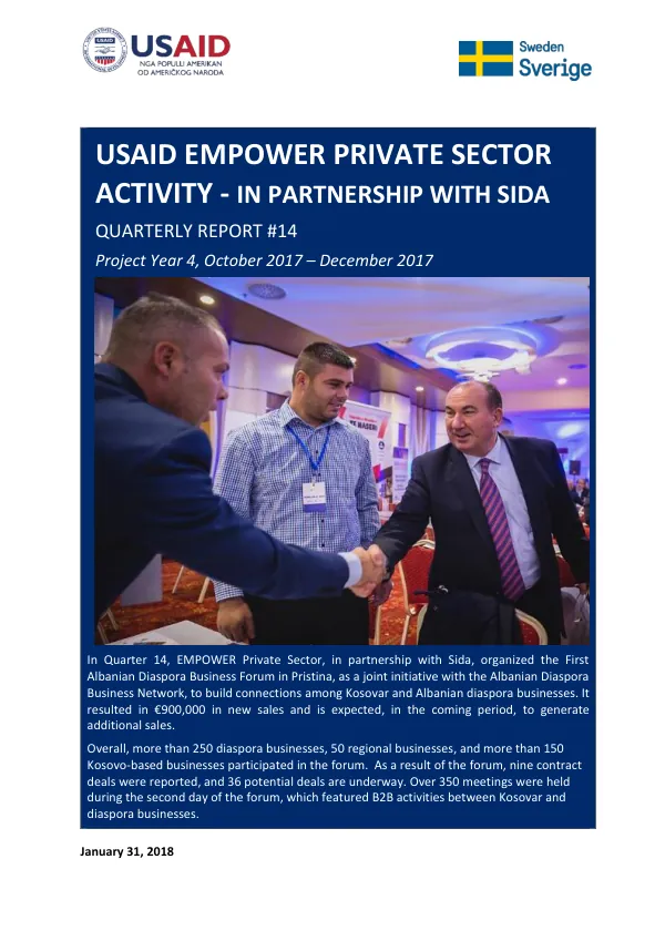 USAID EMPOWER Private Sector Activity Quarterly Report #14