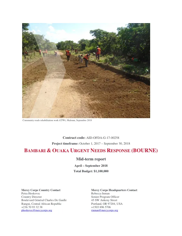BAMBARI & OUAKA URGENT NEEDS RESPONSE (BOURNE)