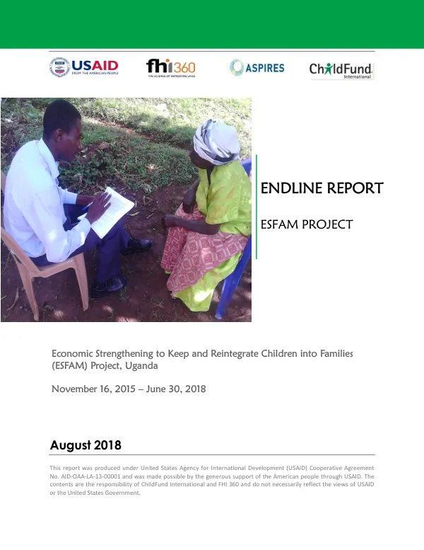 Economic Strengthening to Keep and Reintegrate Children into Families (ESFAM) Project, Uganda: Endline Report