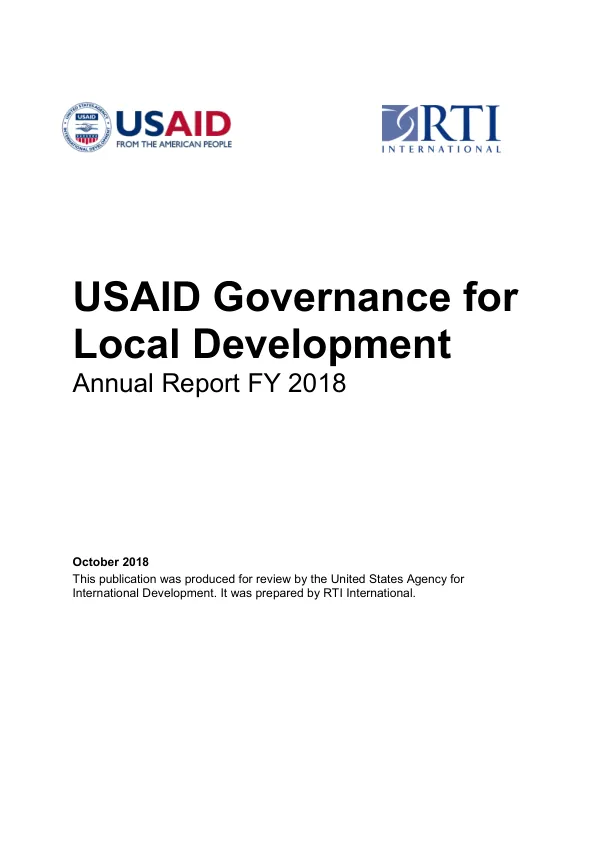 USAID Governance for Local Development Annual Report FY18
