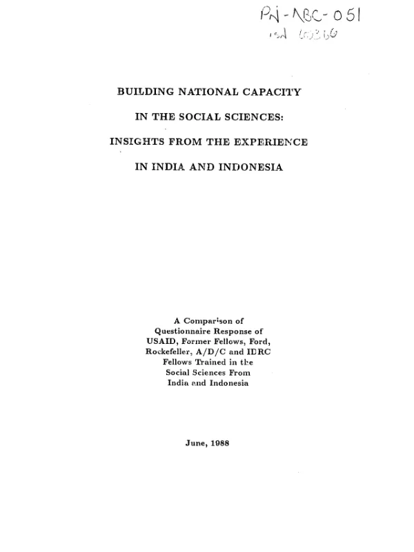 Building national capacity in the social sciences : insights from the experience in India and Indonesia