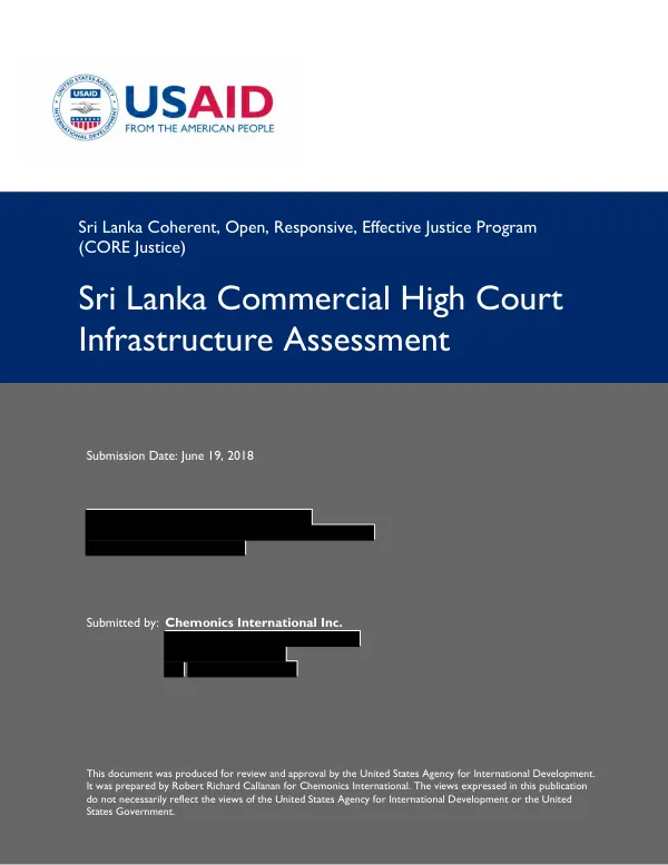 Sri Lanka Commercial High Court Infrastructure Assessment: CORE Justice
