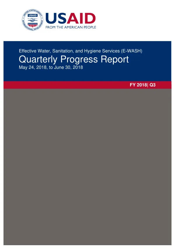 USAID|Nigeria Effective Water, Sanitation, and Hygiene Services (E-WASH) Year 1 3rd Quarter Report May 24, 2018–June 30, 2018