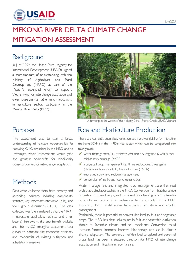 Mekong River Delta Climate Change Mitigation Assessment