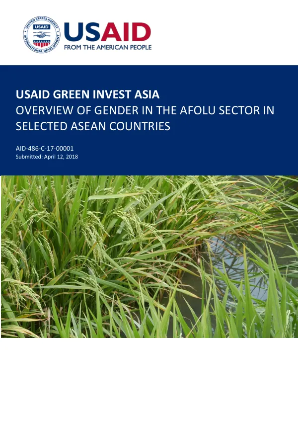 USAID Green Invest Asia: Overview of Gender in the AFOLU Sector in Selected ASEAN Countries