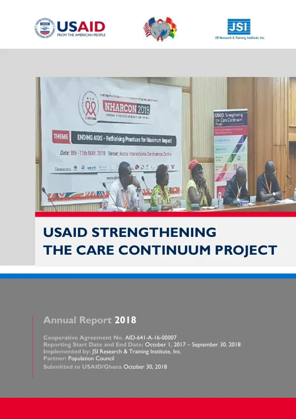 USAID Strengthening the Care Continuum Project PY3 (Oct 2017-Sept 2018) Report