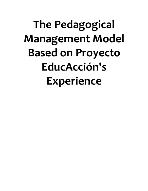 Pedagogical Management Model Based on Proyecto EducAcción's Experience