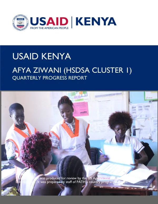 USAID KENYA (HSDSA Cluster 1) Progress Report for Q1 FY 2018
