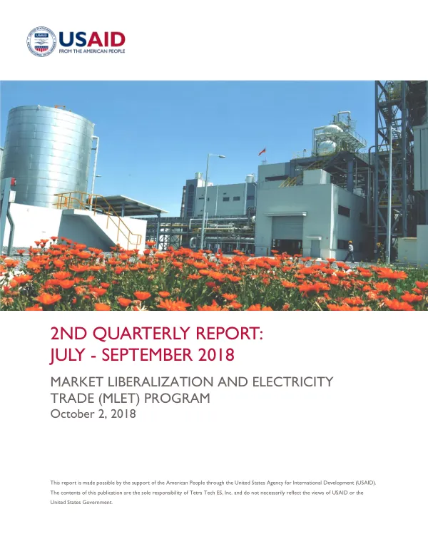 2nd Quarterly Report: Market Liberalization and Electricity Trade (MLET) Program