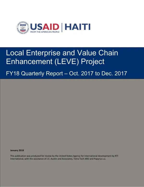 Haiti LEVE FY 2018 Q1 Report